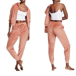 Pink velour velvet Women's Jogger Pants